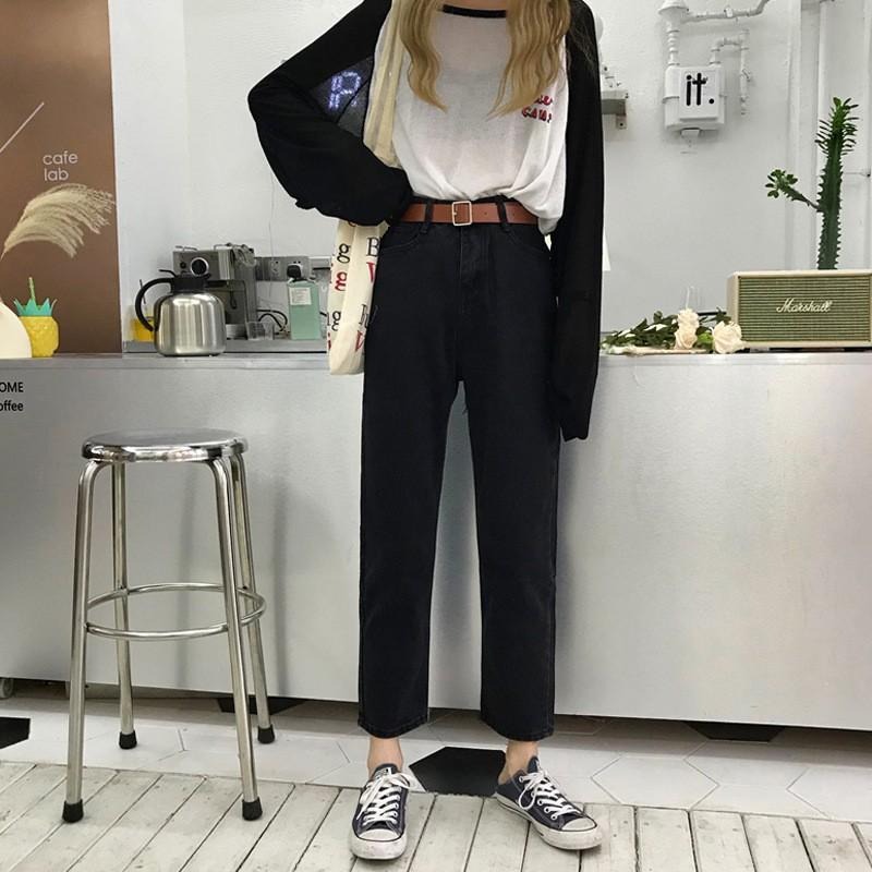 【D.studio】韓版復古寬鬆直筒高腰牛仔褲 寬褲 褲子 女裝 高腰褲 牛仔褲【P102】-細節圖7