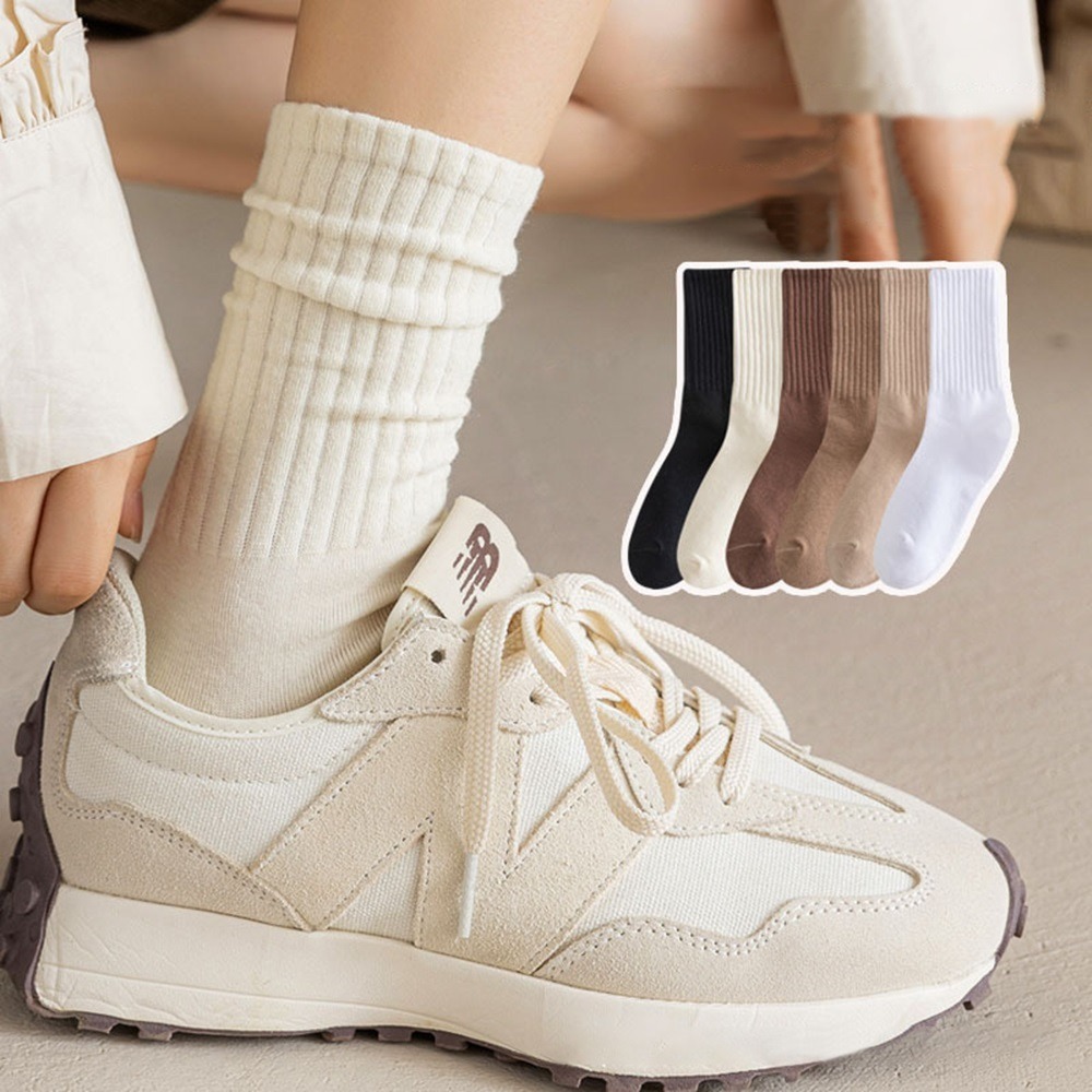 【D.studio】韓版男女奶油色加厚中筒襪 長筒襪 長襪 堆堆襪 襪子 女生襪子 男襪 女襪【SO21】-細節圖2