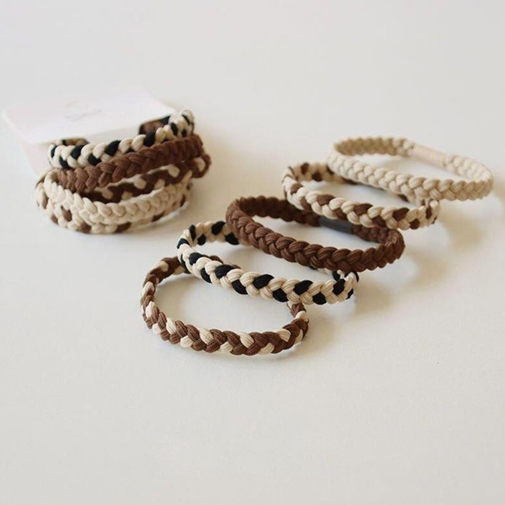 【D.studio】韓版撞色奶茶色辮子髮圈 皮筋 髮繩 頭飾 髮飾 髮圈 飾品 【N139】-細節圖2