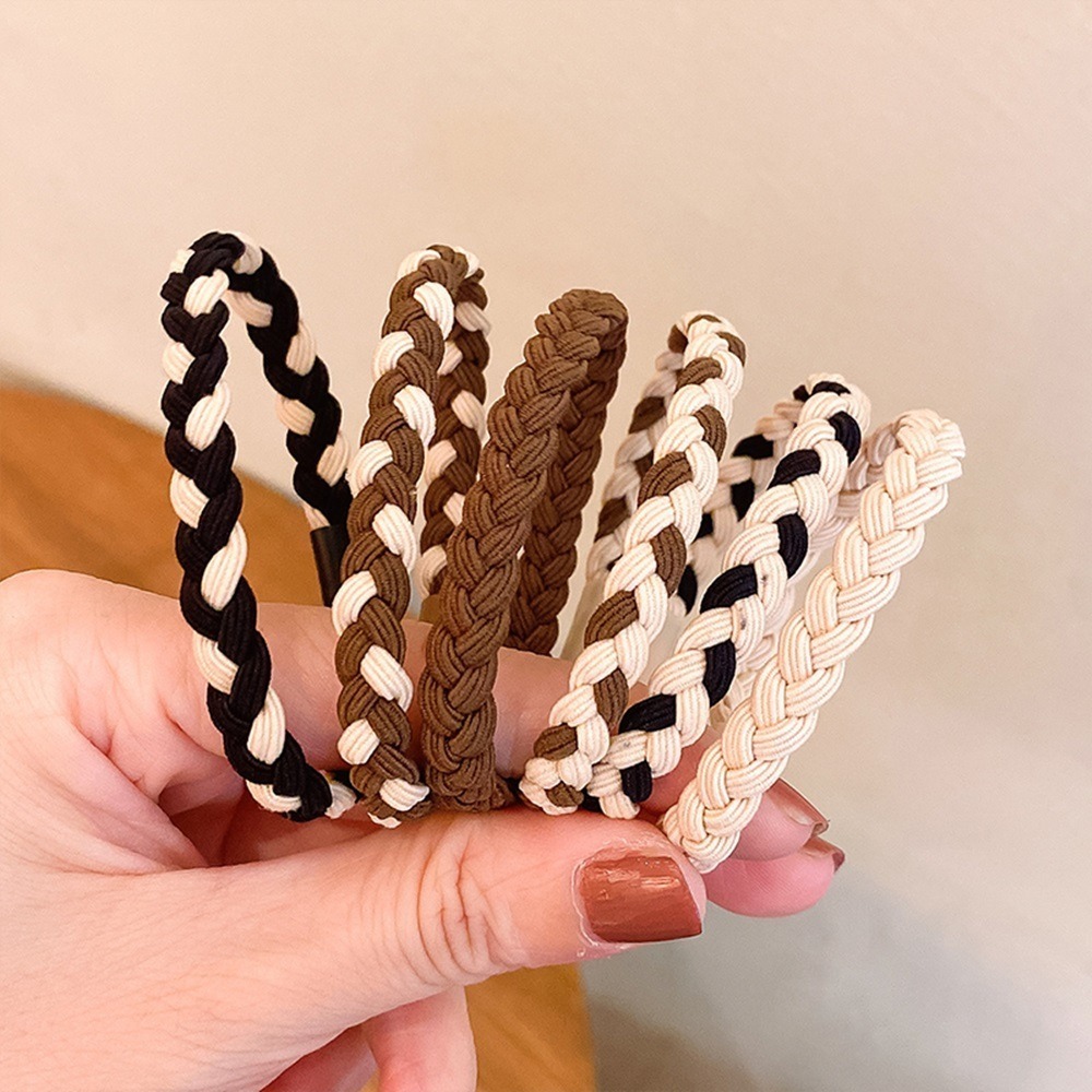 【D.studio】韓版撞色奶茶色辮子髮圈 皮筋 髮繩 頭飾 髮飾 髮圈 飾品 【N139】-細節圖4