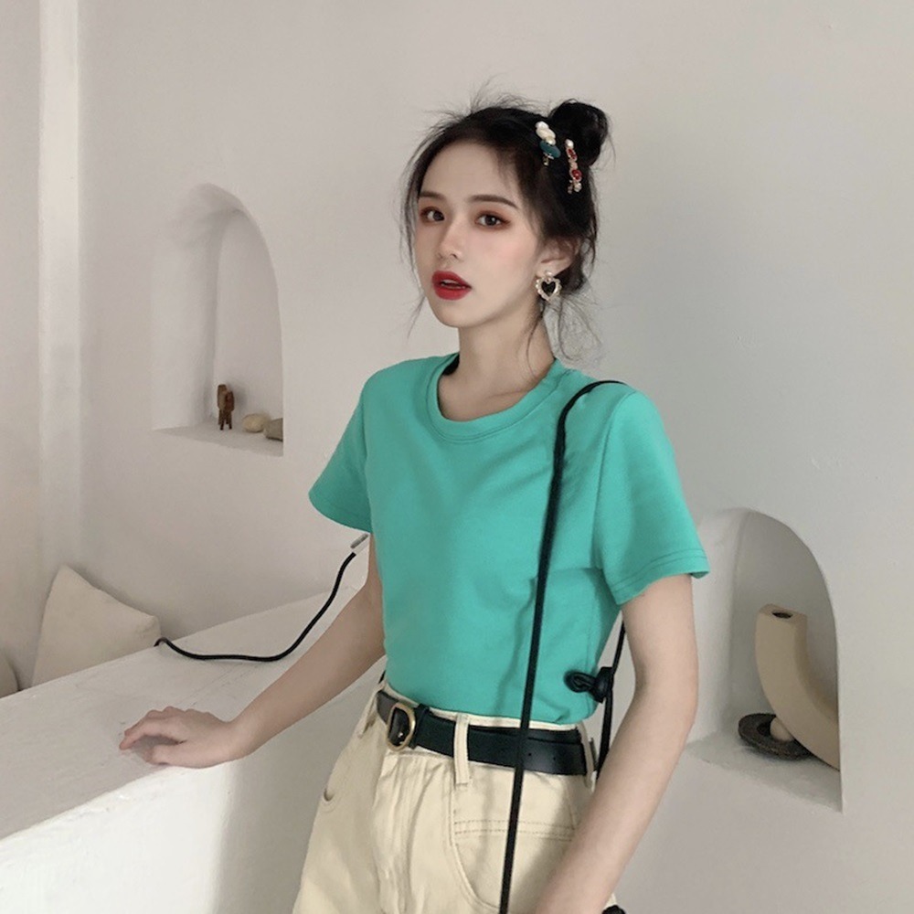 【D.studio】韓版休閒百搭短版上衣 短袖上衣 短袖t恤 女裝 顯瘦上衣 衣服 寬鬆上衣 素T 短板上衣【T222】-規格圖9