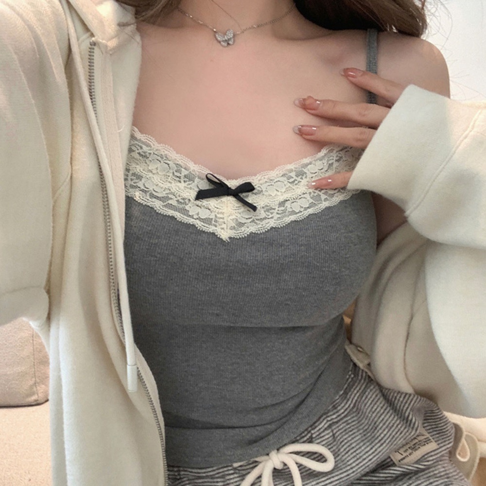 【D.studio】韓版顯瘦小心機蕾絲背心 帶胸墊免穿內衣 小可愛 女裝 衣服 短版上衣 短板 運動背心 【V342】-細節圖5