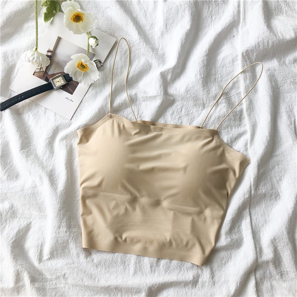 【D.studio】韓版細肩帶短版背心 帶胸墊免穿內衣 上衣 小可愛 女裝 背心女 衣服 短版上衣【V117】-細節圖4