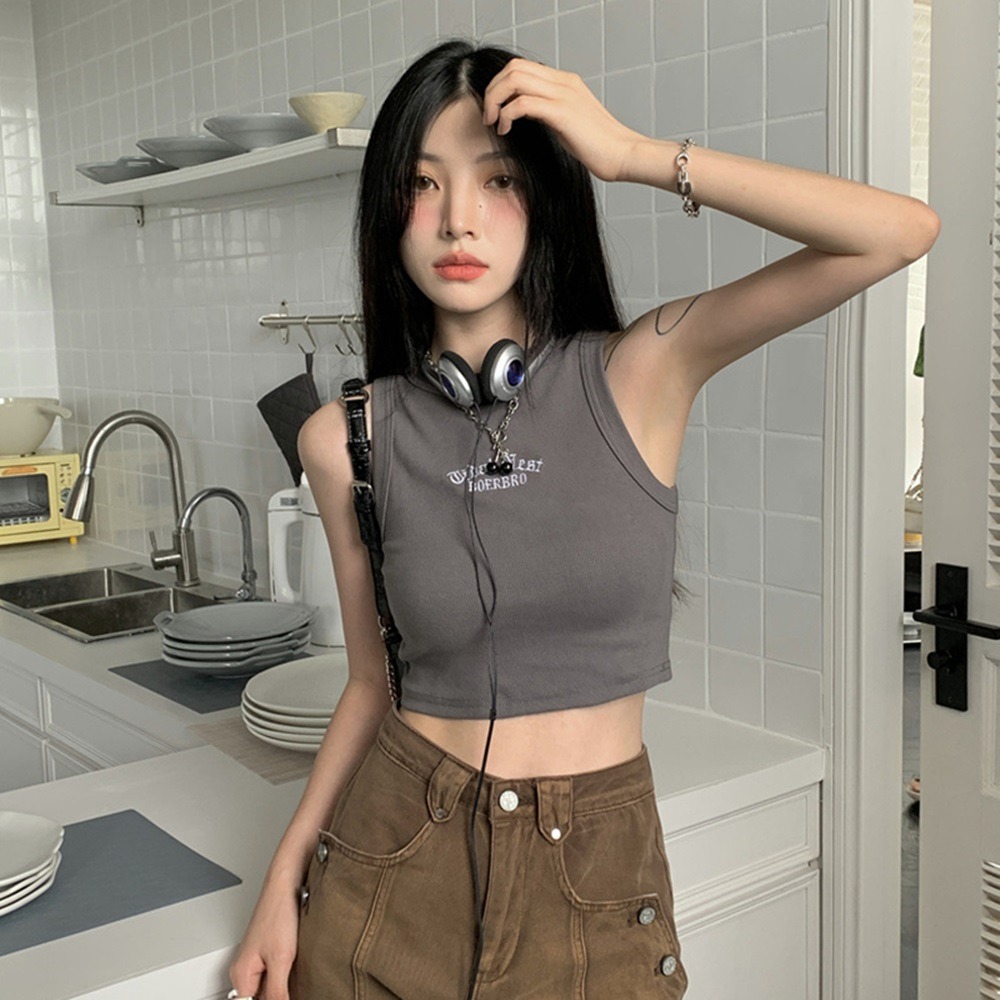 【D.studio】韓版運動風削肩短版背心 上衣 小可愛 女裝 背心女 衣服 短版上衣 短板上衣 運動背心【V274】-細節圖6