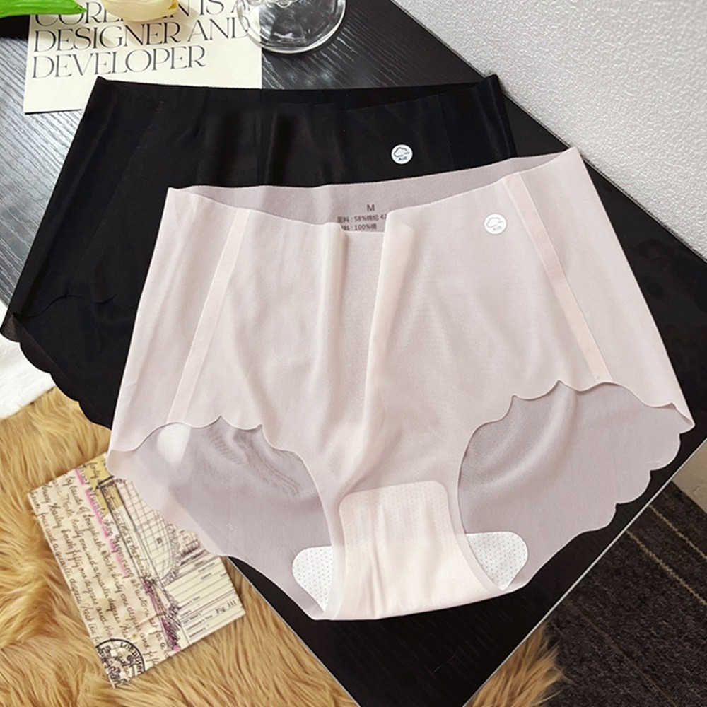【D.studio】超薄裸感3D一片式無痕冰絲面膜內褲 中腰三角褲 冰絲無痕涼感內褲 素色內褲 無痕內褲 【U20】-細節圖4