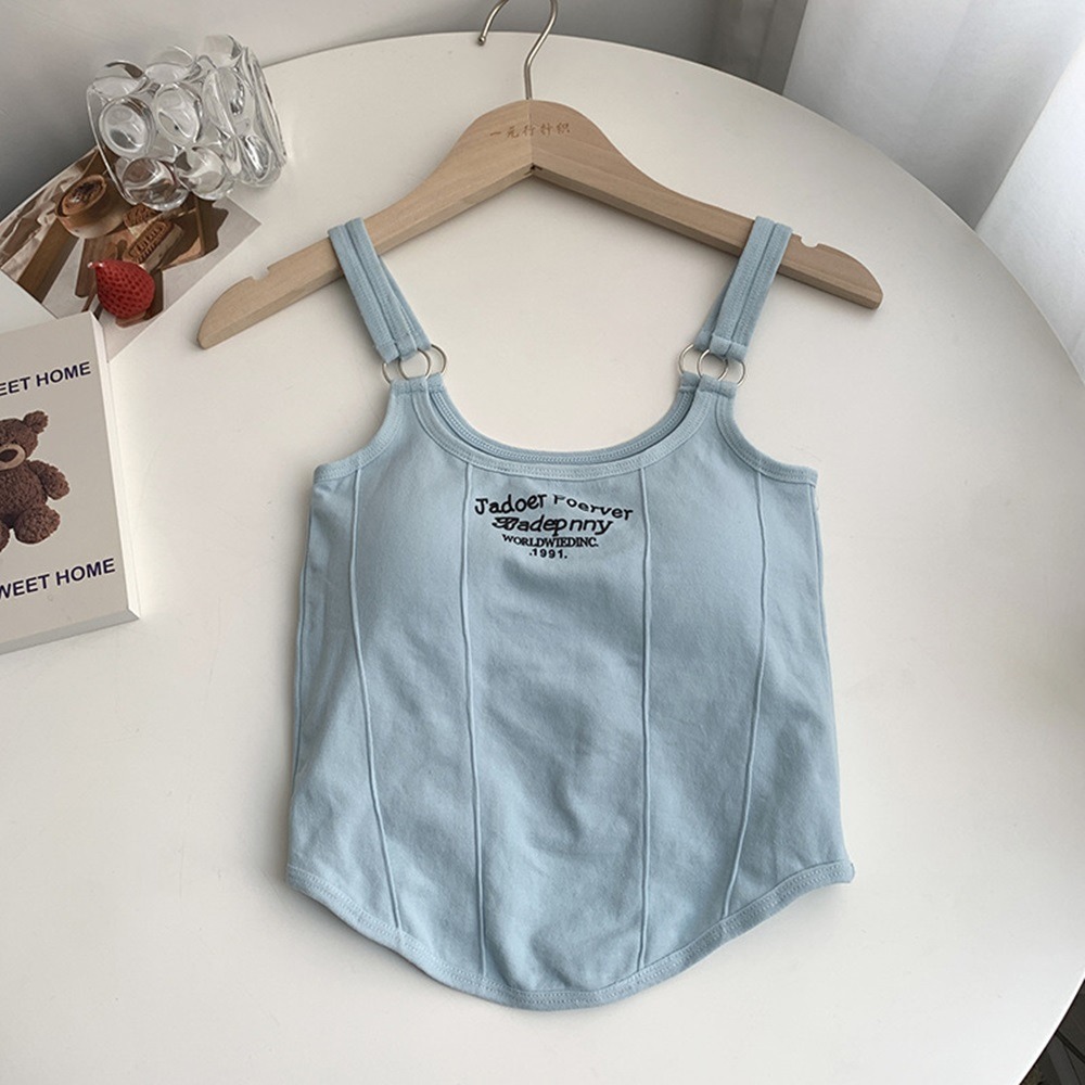 【D.studio】韓版字母修身短版背心 帶胸墊免穿內衣  小可愛 女裝 衣服 短版上衣 運動背心 運動上衣【V307】-規格圖8
