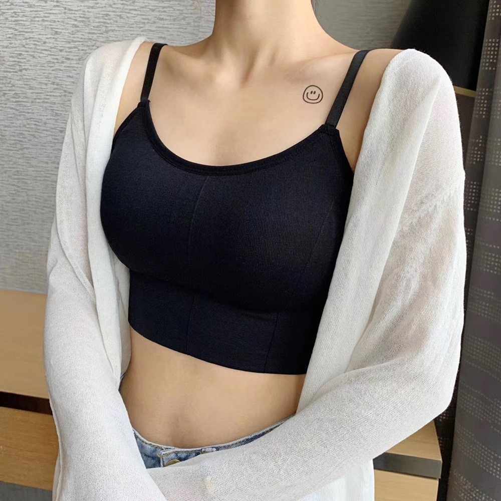 【D.studio】韓版無縫帶胸墊美背吊帶背心 帶胸墊 免穿內衣 防走光上衣 睡眠背心 運動背心 女裝【V104】-規格圖9