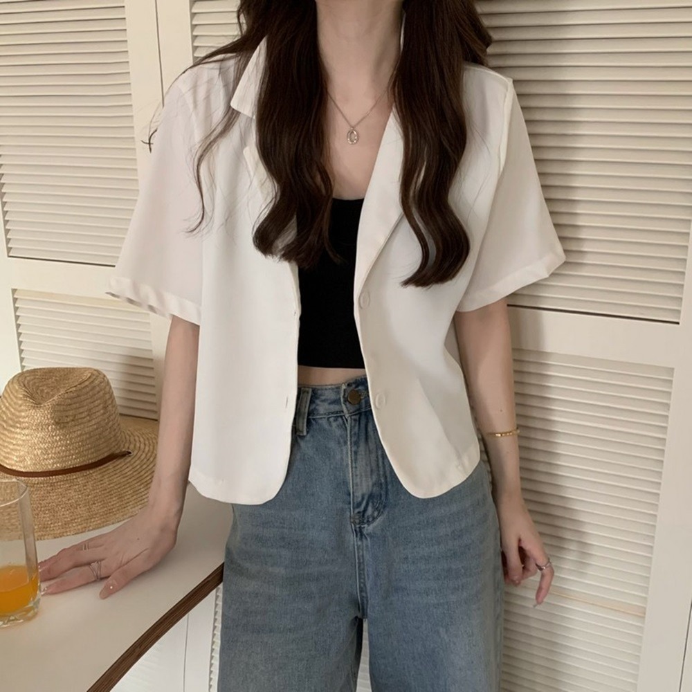 【D.studio】韓版短版薄款小西裝外套 短袖外套 短版外套 上衣 女裝  外套 薄外套 罩衫 防曬外套【J207】-細節圖5