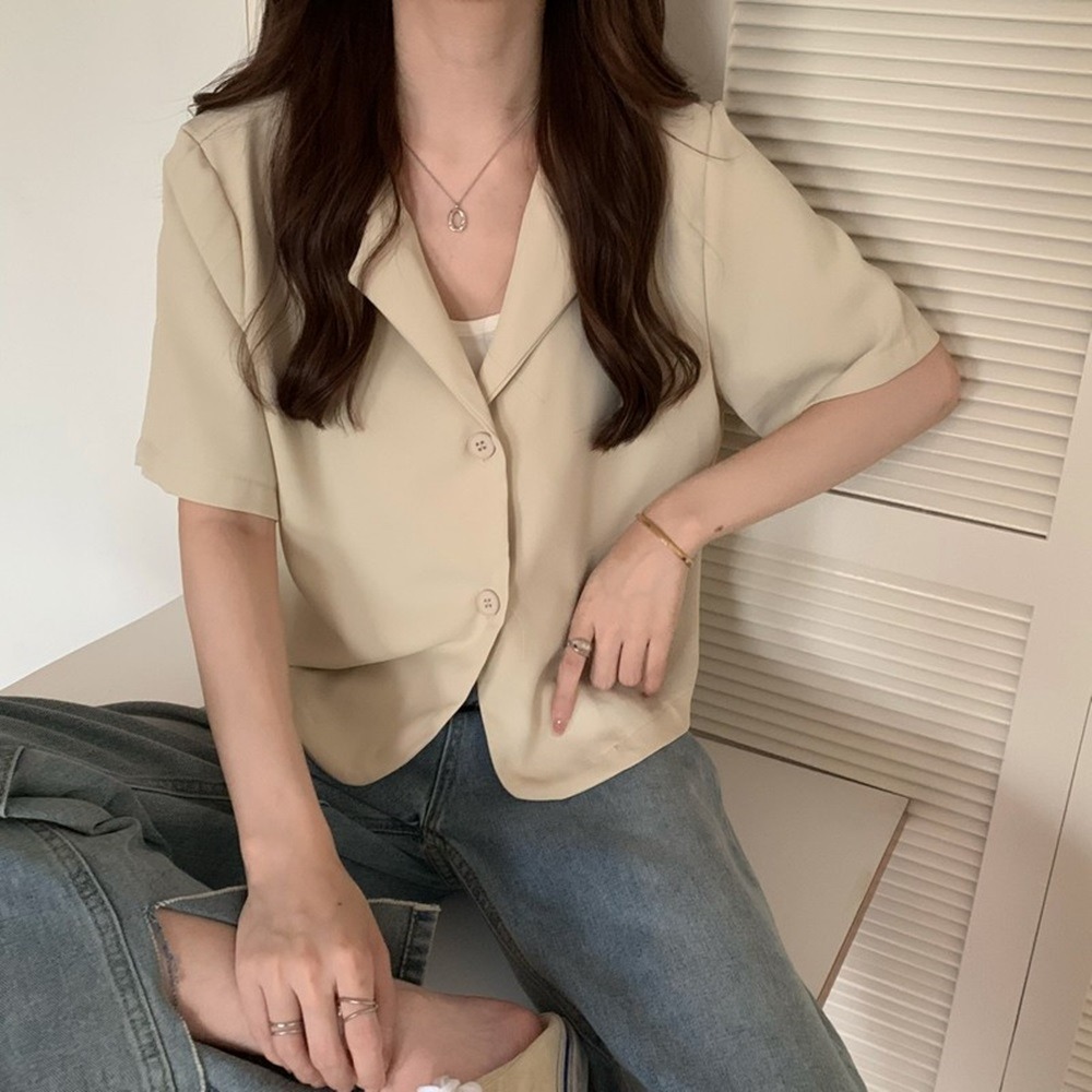 【D.studio】韓版短版薄款小西裝外套 短袖外套 短版外套 上衣 女裝  外套 薄外套 罩衫 防曬外套【J207】-規格圖9