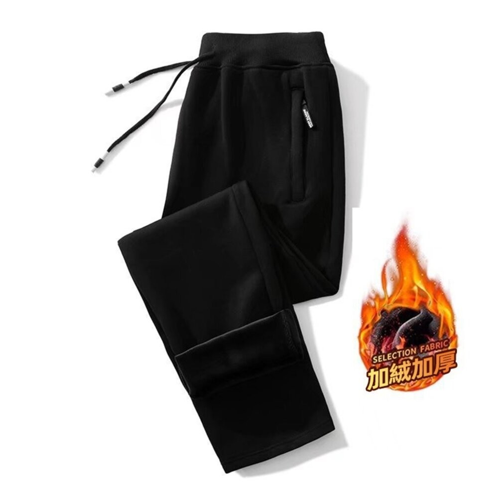 【台灣發貨】韓版加絨加厚保暖運動長褲 寬褲 褲子 女裝【P419】-細節圖4