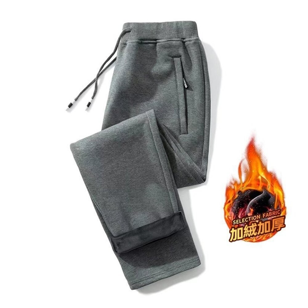 【台灣發貨】韓版加絨加厚保暖運動長褲 寬褲 褲子 女裝【P419】-細節圖5