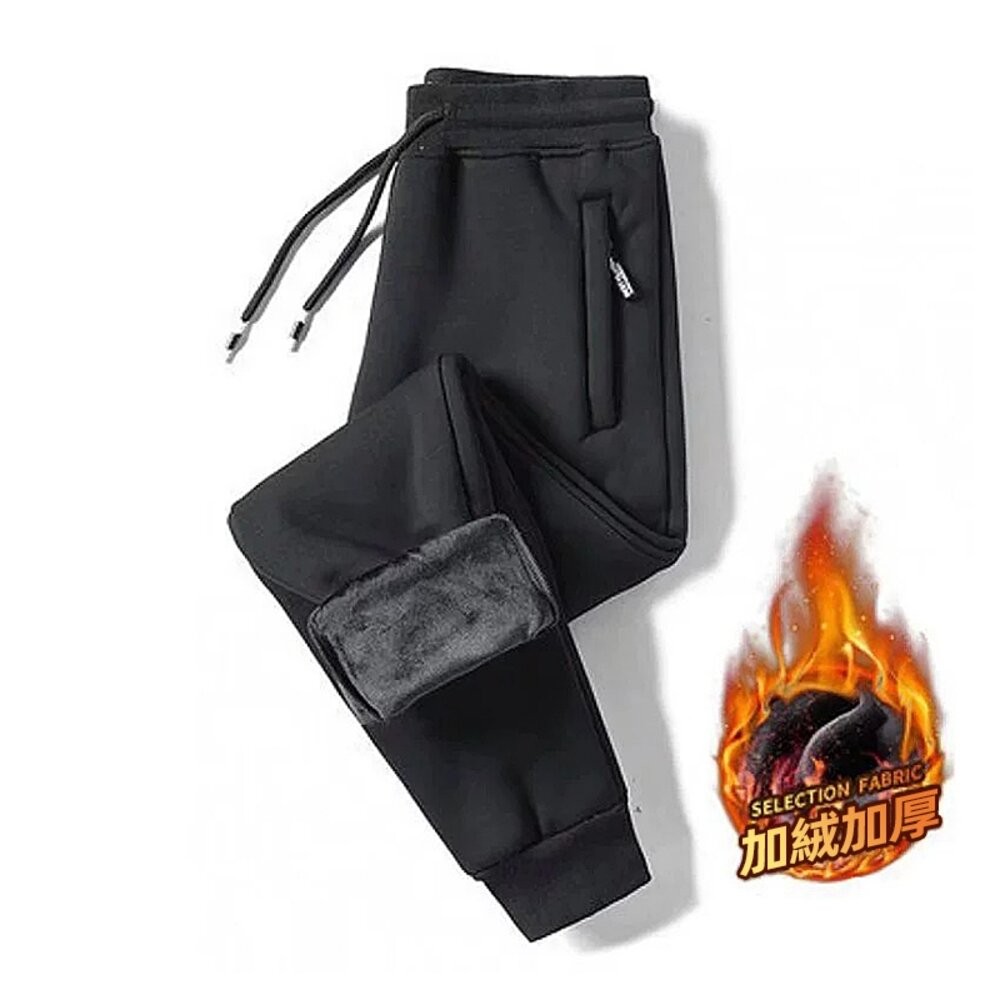 【台灣發貨】韓版加絨加厚保暖運動長褲 寬褲 褲子 女裝【P419】-細節圖8