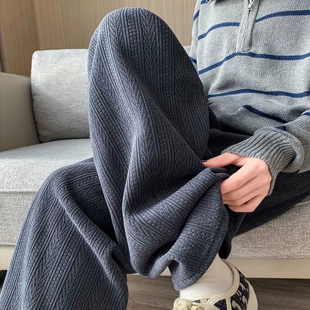 【台灣發貨】韓版加絨加厚麥穗保暖寬褲 寬褲 褲子 女裝【P417】-規格圖9