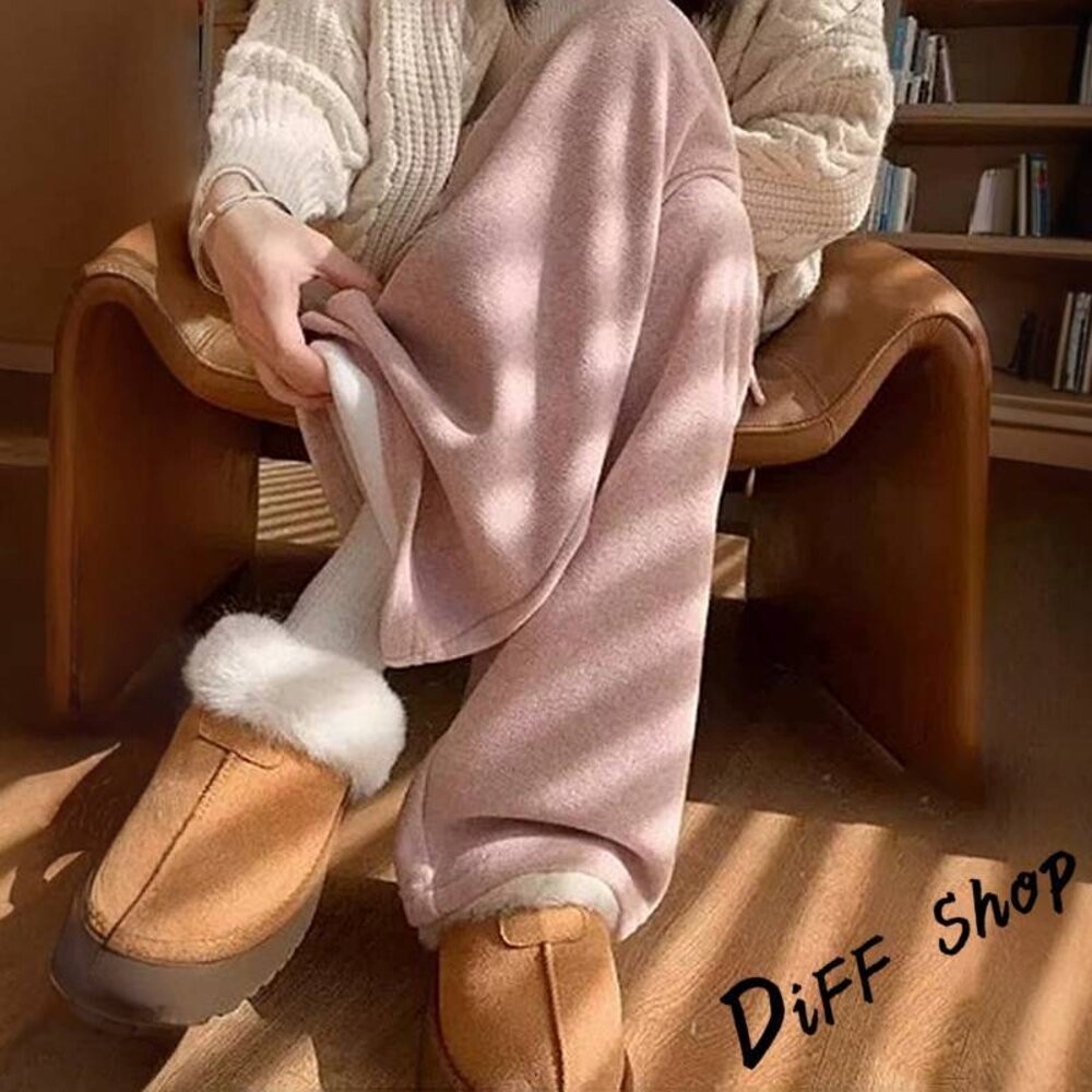 【台灣發貨】韓版高腰軟糯保暖寬褲 寬褲 褲子 女裝【P298】-規格圖9