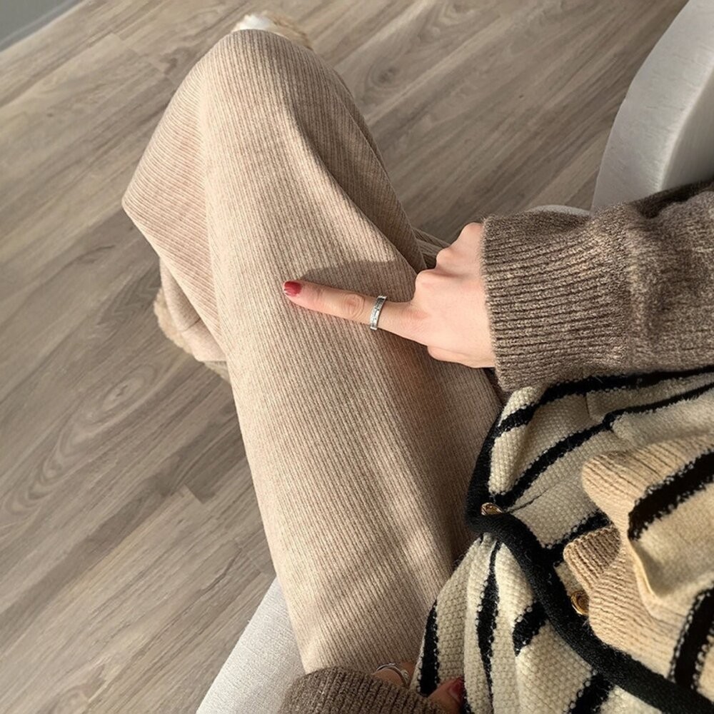 【台灣發貨】韓版高腰軟糯保暖寬褲 寬褲 褲子 女裝【P298】-規格圖9