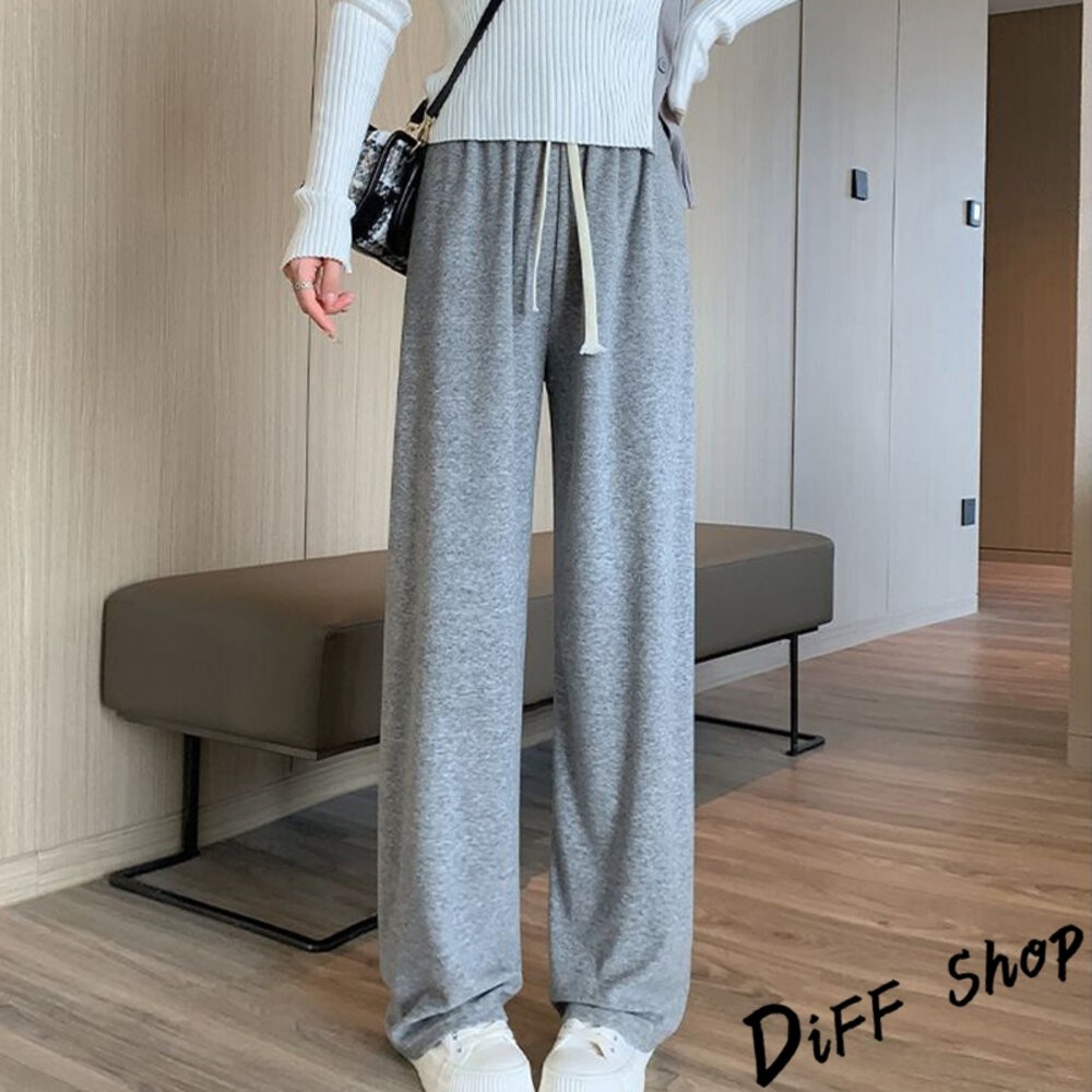 【台灣發貨】韓版高腰軟糯保暖寬褲 寬褲 褲子 女裝【P298】-規格圖9