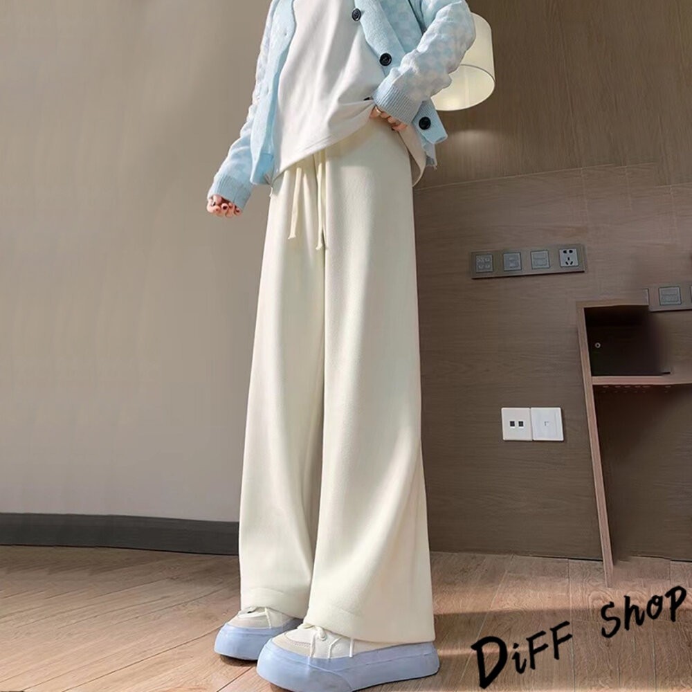 【台灣發貨】韓版高腰軟糯保暖寬褲 寬褲 褲子 女裝【P298】-規格圖9