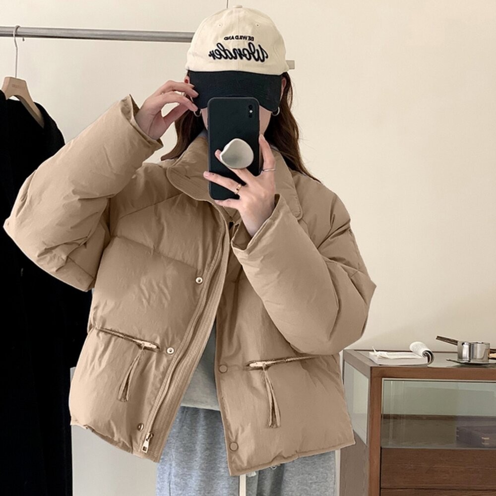 【台灣發貨】韓版立領寬鬆麵包外套 外套 防曬外套 女裝 上衣 衣服【J308】-細節圖3