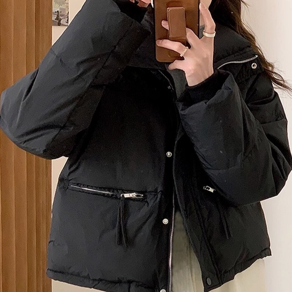 【台灣發貨】韓版立領寬鬆麵包外套 外套 防曬外套 女裝 上衣 衣服【J308】-細節圖5