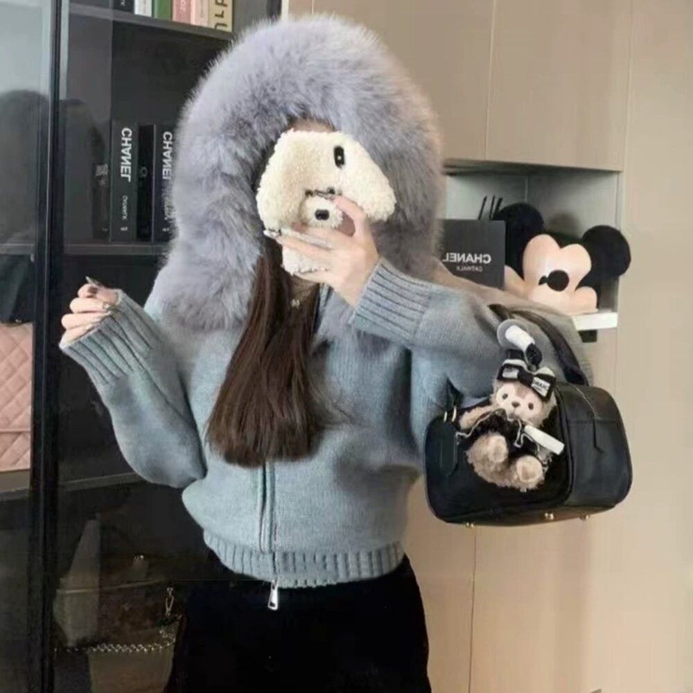 【台灣發貨】韓版加厚大毛領連帽外套 外套 防曬外套 女裝 上衣 衣服【J418】-細節圖3