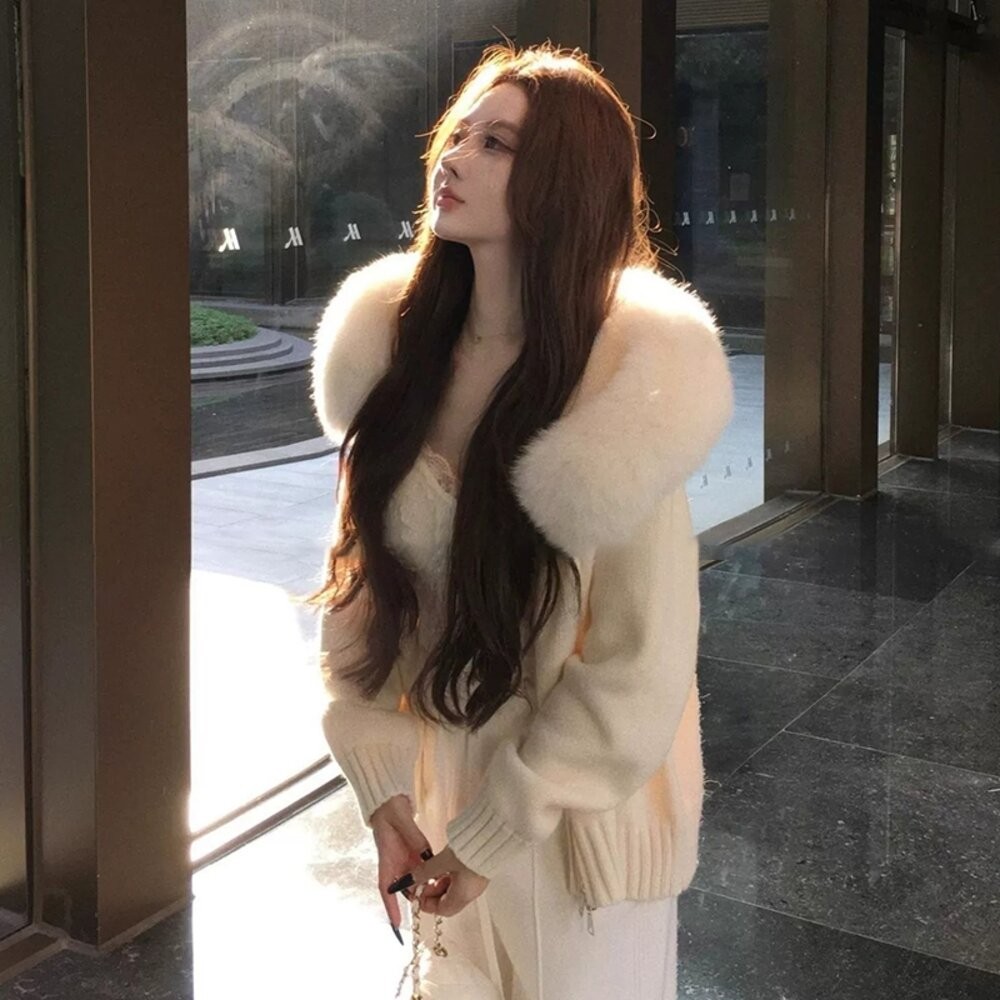 【台灣發貨】韓版加厚大毛領連帽外套 外套 防曬外套 女裝 上衣 衣服【J418】-細節圖4