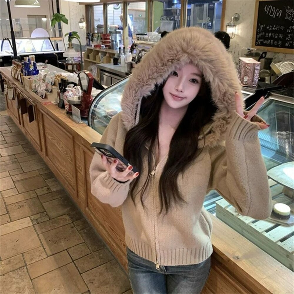【台灣發貨】韓版加厚大毛領連帽外套 外套 防曬外套 女裝 上衣 衣服【J418】-細節圖5