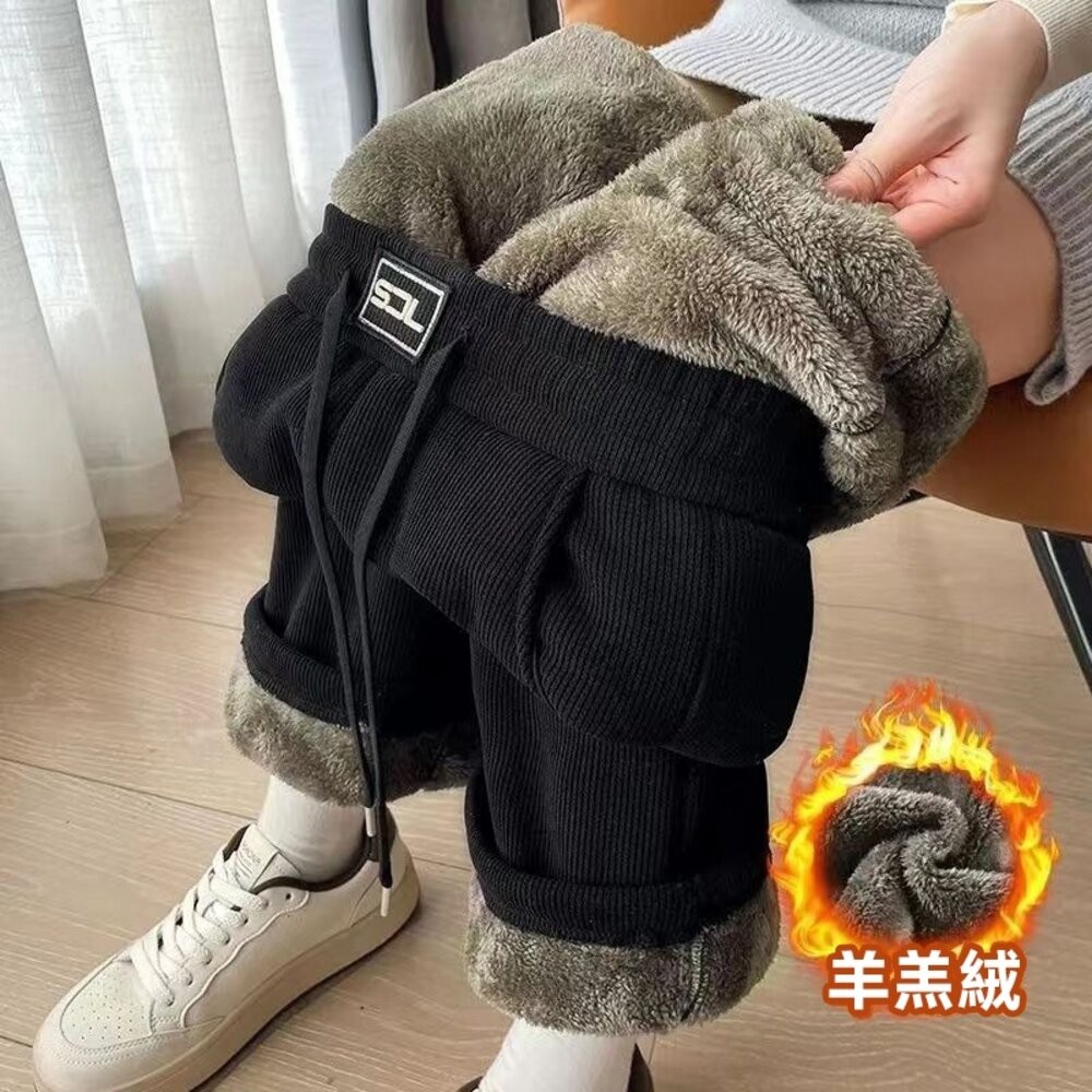 【台灣發貨】韓版超厚刷毛褲 寬褲 褲子 女裝【P412】-細節圖3