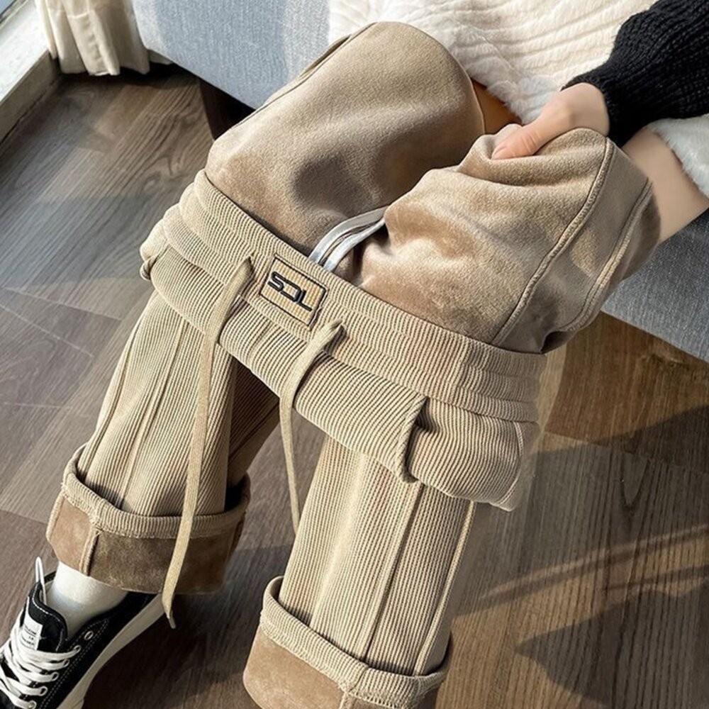 【台灣發貨】韓版超厚刷毛褲 寬褲 褲子 女裝【P412】-細節圖5