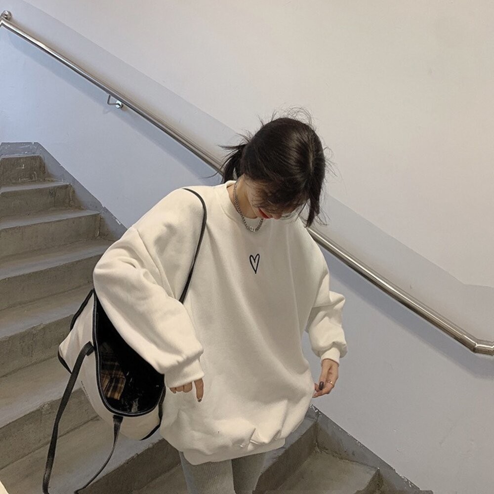 【台灣發貨】韓版內刷毛寬鬆顯瘦長袖上衣 長袖上衣 長袖t恤 衣服 女裝 上衣【W679】-細節圖8