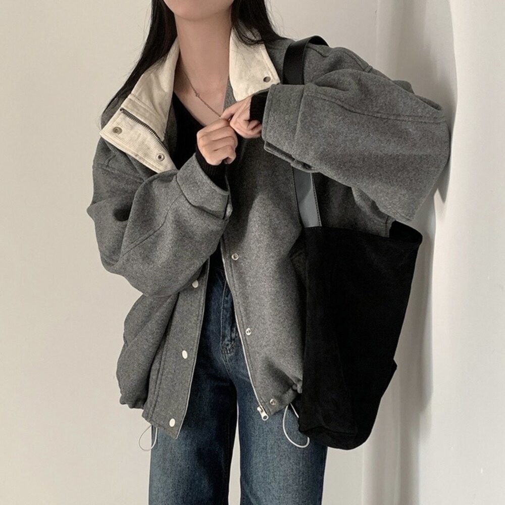 【台灣發貨】韓版復古翻領寬鬆外套 外套 防曬外套 女裝 上衣 衣服【J409】-細節圖5