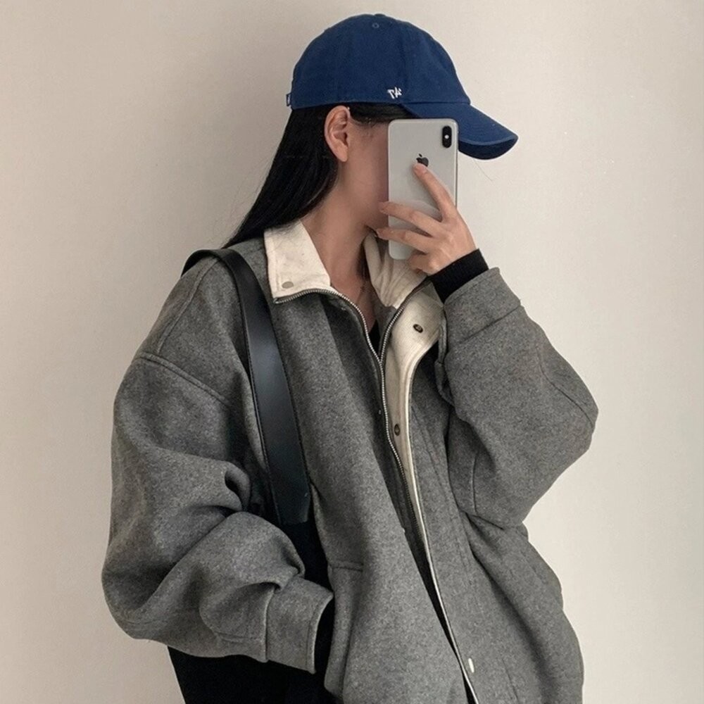 【台灣發貨】韓版復古翻領寬鬆外套 外套 防曬外套 女裝 上衣 衣服【J409】-細節圖7