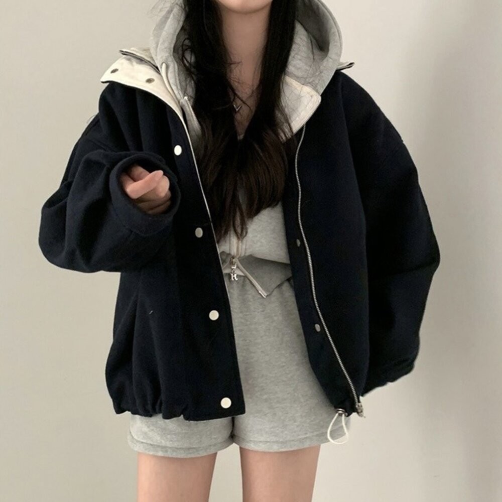 【台灣發貨】韓版復古翻領寬鬆外套 外套 防曬外套 女裝 上衣 衣服【J409】-細節圖8