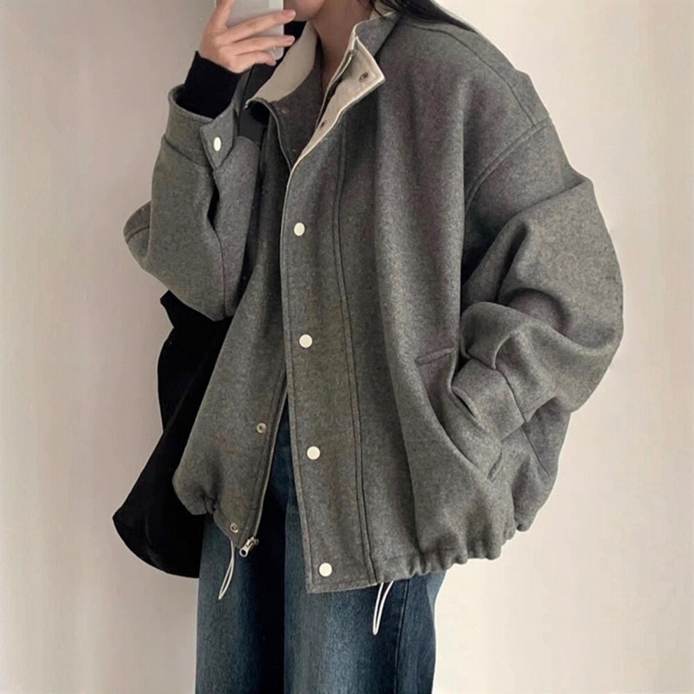 【台灣發貨】韓版復古翻領寬鬆外套 外套 防曬外套 女裝 上衣 衣服【J409】-細節圖9