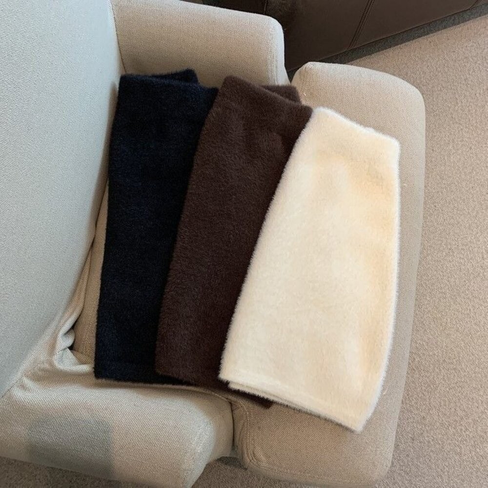 【台灣發貨】韓版氣質高腰毛毛短裙 裙子 褲裙 長裙 女裝【P407】-細節圖4