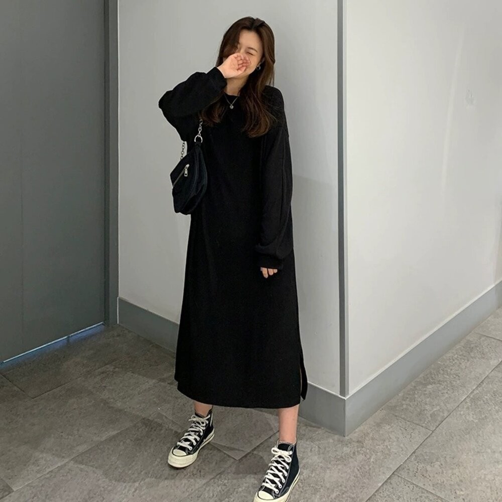 【台灣發貨】韓版寬鬆長版針織上衣 連身裙 吊帶裙 吊帶褲 女裝【S350】-細節圖3