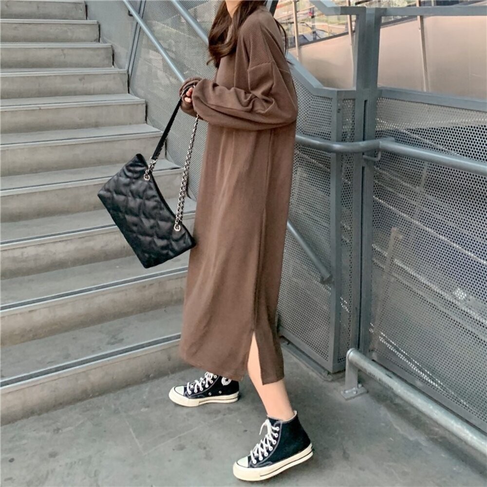 【台灣發貨】韓版寬鬆長版針織上衣 連身裙 吊帶裙 吊帶褲 女裝【S350】-細節圖4