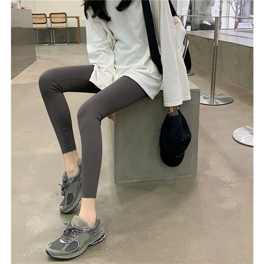 【台灣發貨】韓版彈性緊身顯瘦鯊魚褲 寬褲 褲子 女裝【P140】-細節圖2