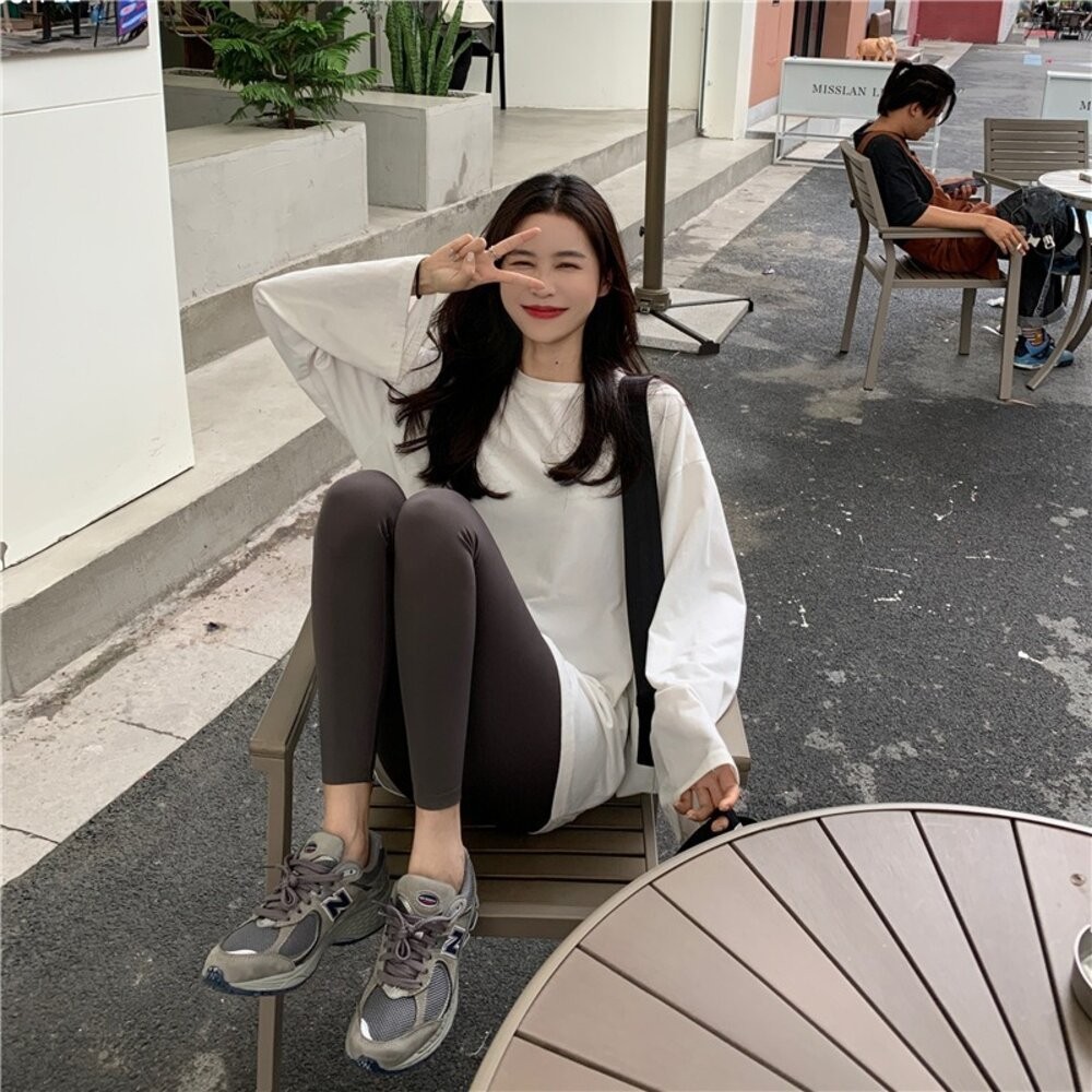 【台灣發貨】韓版彈性緊身顯瘦鯊魚褲 寬褲 褲子 女裝【P140】-細節圖4