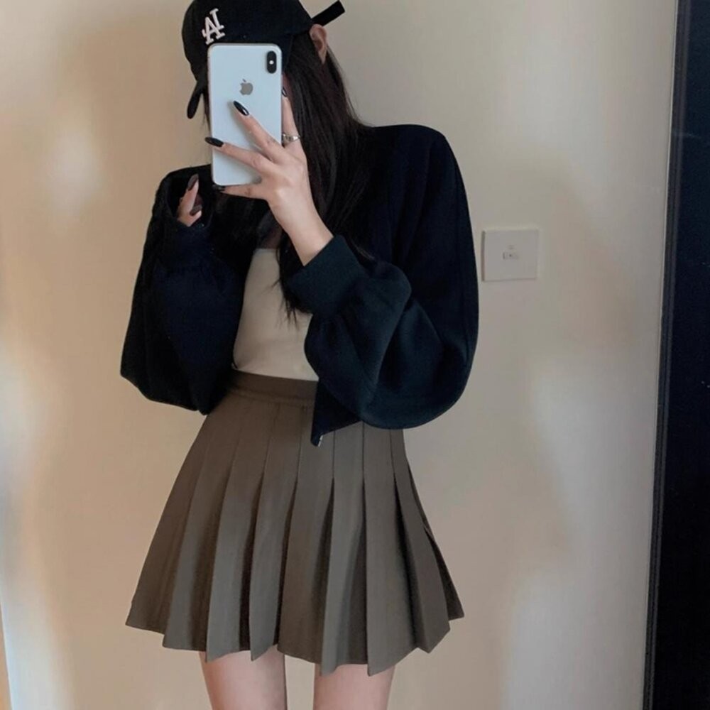 【台灣發貨】韓版顯瘦百褶裙 裙子 褲裙 長裙 女裝【P55】-細節圖3