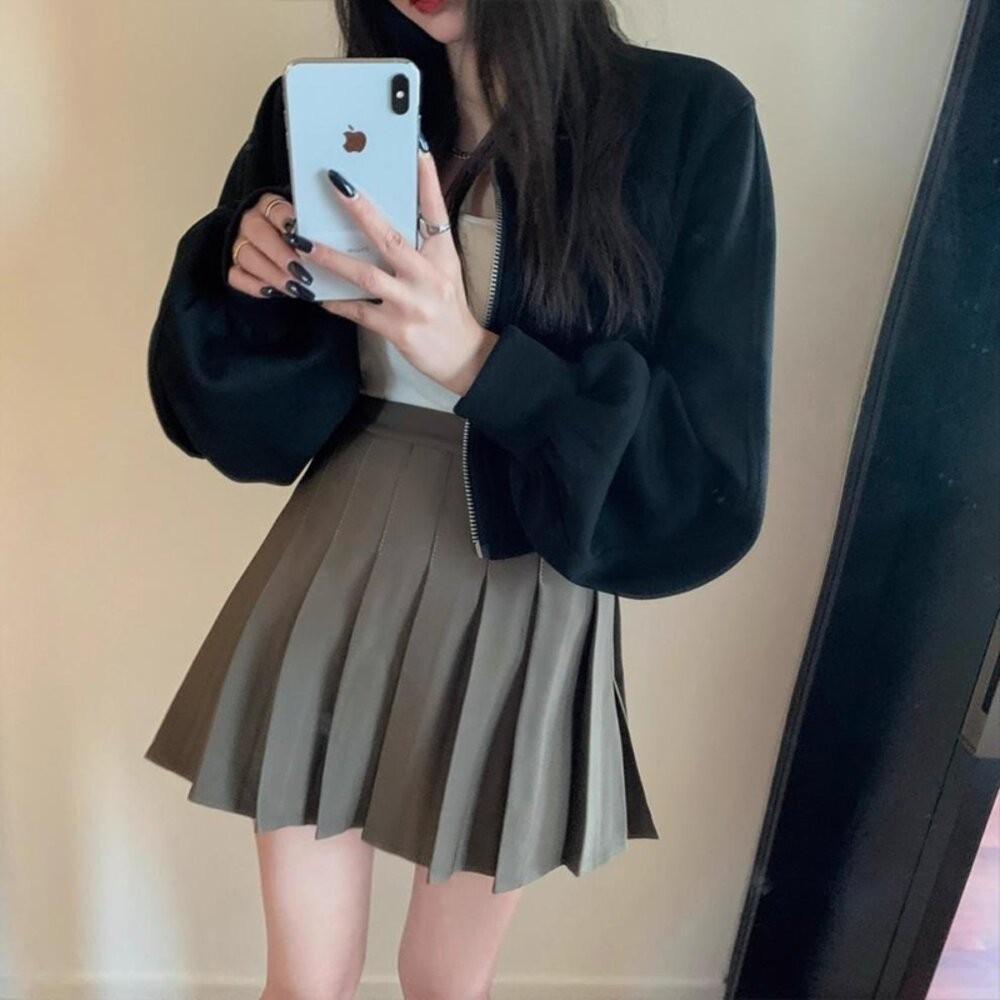 【台灣發貨】韓版顯瘦百褶裙 裙子 褲裙 長裙 女裝【P55】-細節圖4