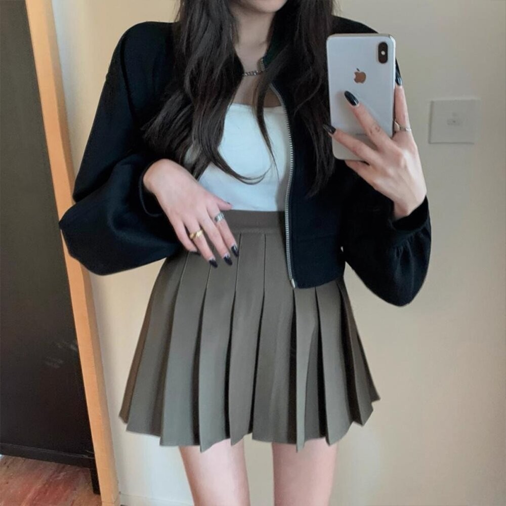 【台灣發貨】韓版顯瘦百褶裙 裙子 褲裙 長裙 女裝【P55】-細節圖5