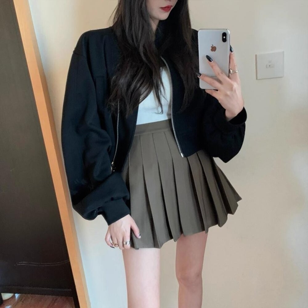 【台灣發貨】韓版顯瘦百褶裙 裙子 褲裙 長裙 女裝【P55】-細節圖6