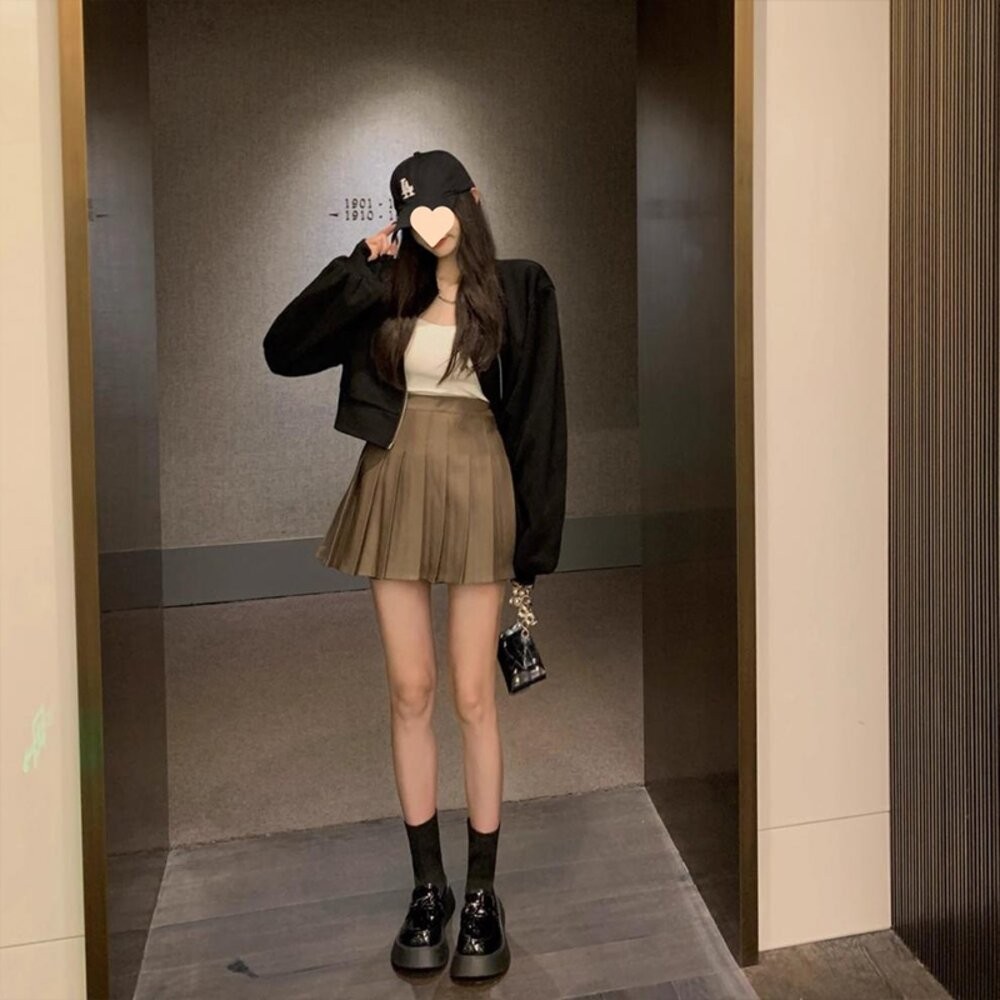 【台灣發貨】韓版顯瘦百褶裙 裙子 褲裙 長裙 女裝【P55】-細節圖7