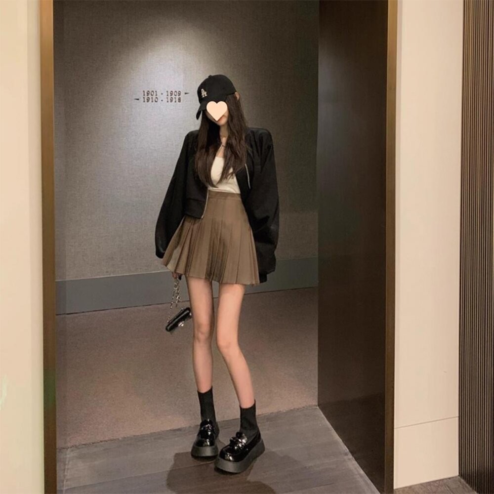 【台灣發貨】韓版顯瘦百褶裙 裙子 褲裙 長裙 女裝【P55】-細節圖8