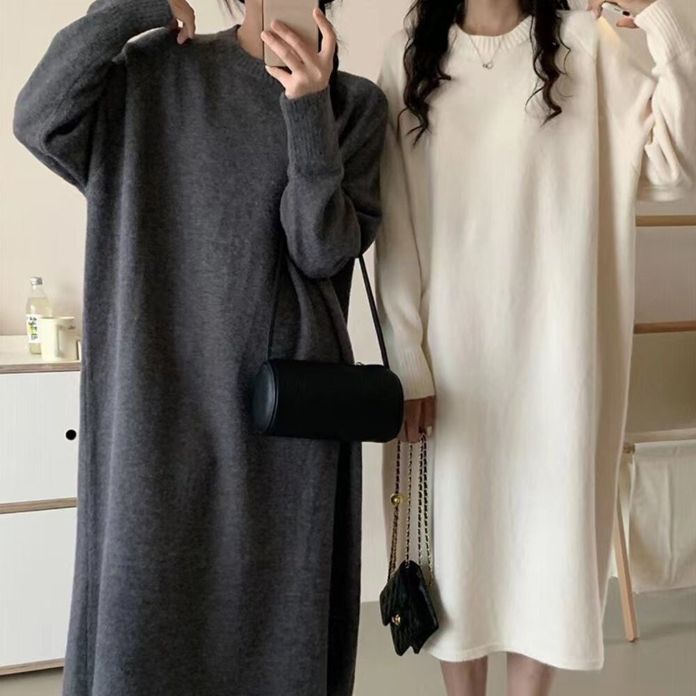 【台灣發貨】韓版寬鬆慵懶針織洋裝 連身裙 吊帶裙 吊帶褲 女裝【S350】-細節圖2