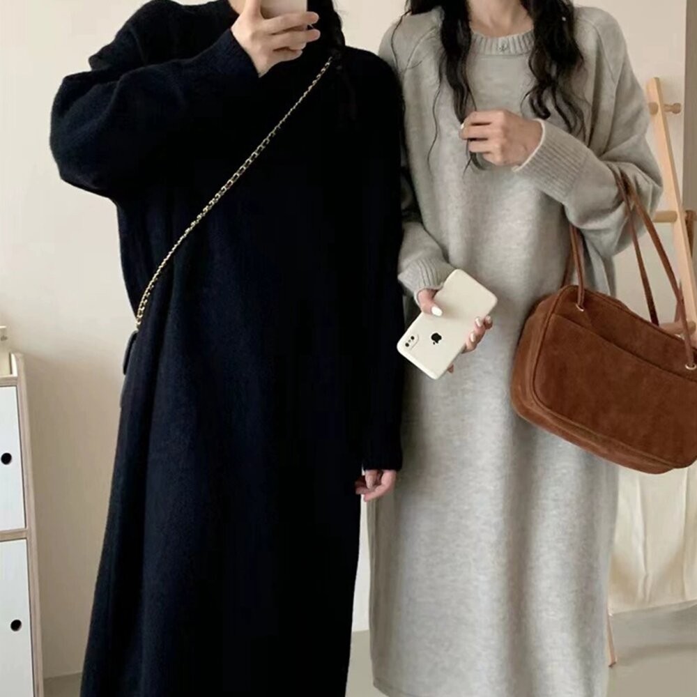 【台灣發貨】韓版寬鬆慵懶針織洋裝 連身裙 吊帶裙 吊帶褲 女裝【S350】-細節圖4