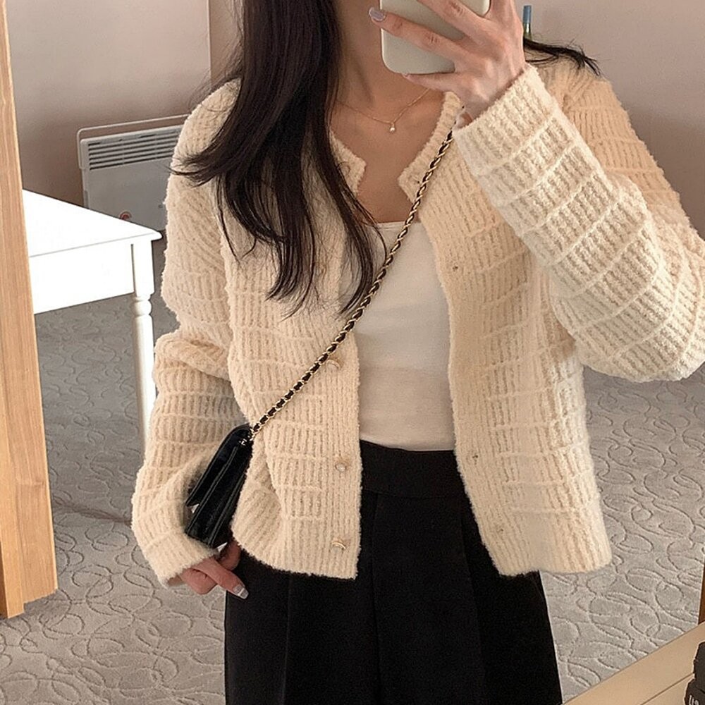 【台灣發貨】新款外套韓系感小香風法式復古針織 外套 防曬外套 女裝 上衣 衣服【J380】-細節圖8