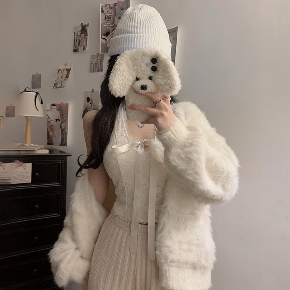 【台灣發貨】韓版蝴蝶結V領短版背心 帶胸墊免穿內衣 小可愛 背心 衣服 女裝 上衣【V434】-細節圖3