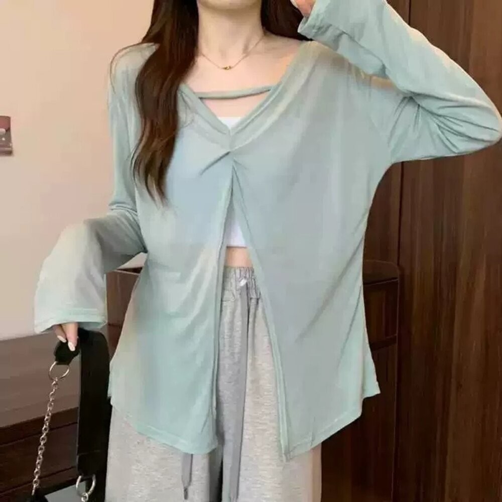 【台灣發貨】韓版慵懶風寬鬆防曬上衣 外套 防曬外套 女裝 上衣 衣服【J393】-細節圖3