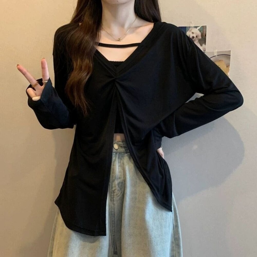 【台灣發貨】韓版慵懶風寬鬆防曬上衣 外套 防曬外套 女裝 上衣 衣服【J393】-細節圖8